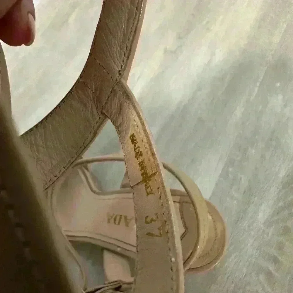 Prada Patent Leather Espadrille Wedge Sandals Beige Size 37 us 6.5